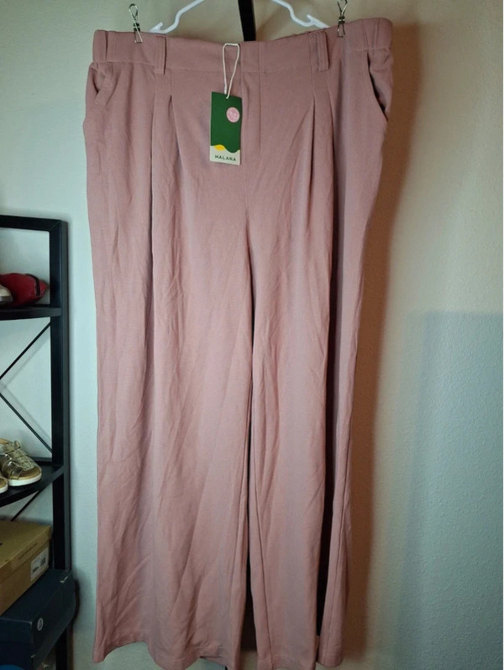 Halara Flex High Waisted Wide Waistband Pocket Wide Leg Waffle Work Pants sz 50